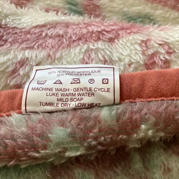 Vintage Biederlack Reversible Blanket Throw Cottage Vibe Pinks & Blues Florals - Picture 10 of 11